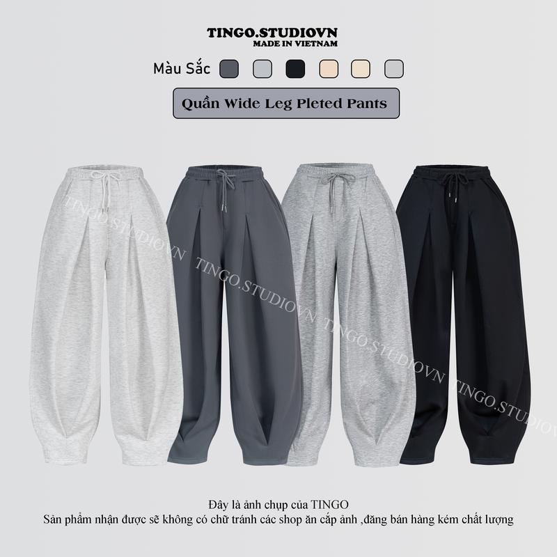 QUẦN DÀI FORM RỘNG TINGO.STUIOVN Wide Leg Pleated Pants cotton 2 da mặt nhẵn Unisex nam nữ mặc được 4 mùa, trẻ trung năng động mặc dược đa dạng phong cách QN09