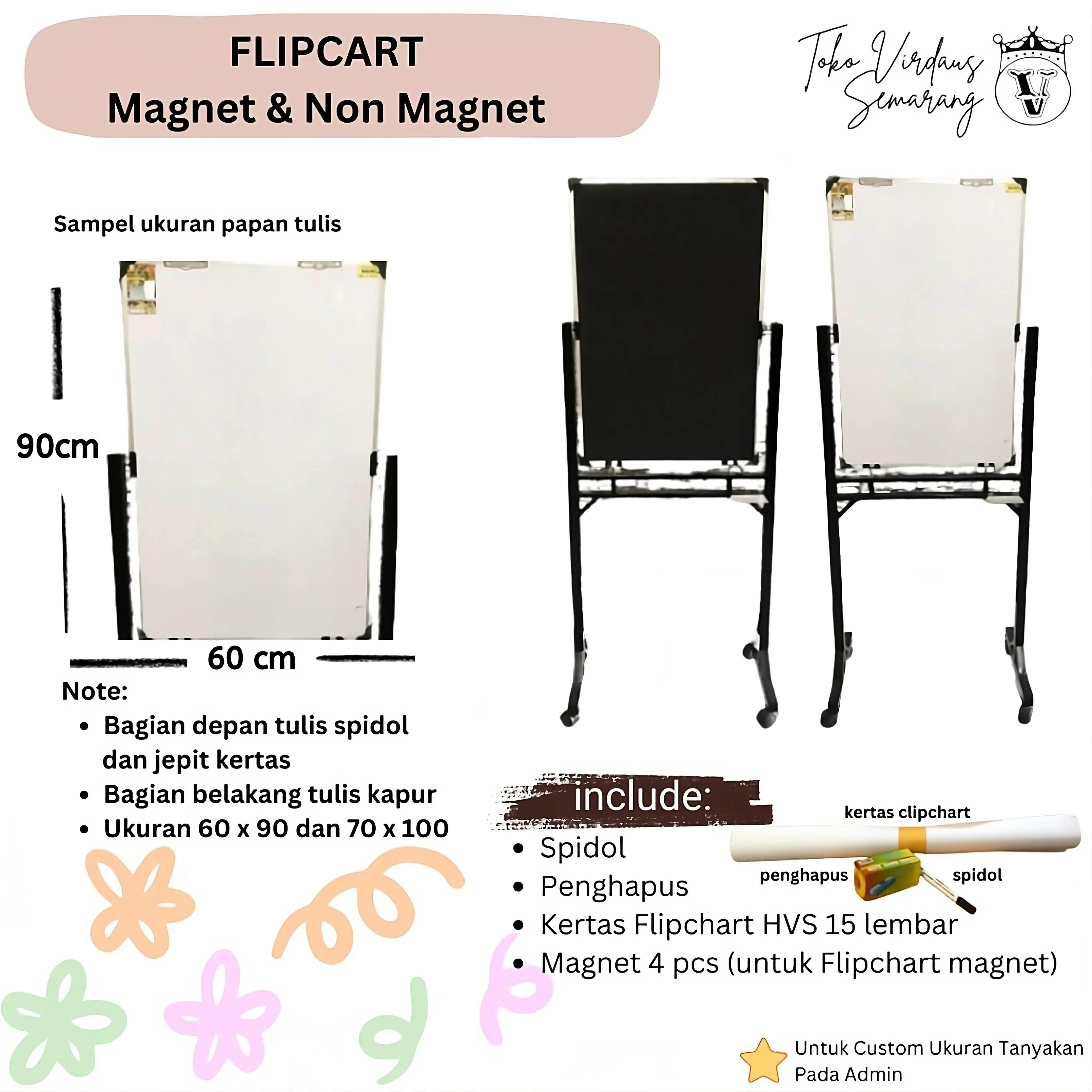 Flipchart/Papan Tulis Magnetic & Non Magnetic