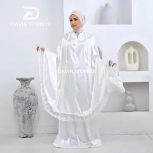 Mukena medina silk jaguar motif embos bahan silk premium renda mewah