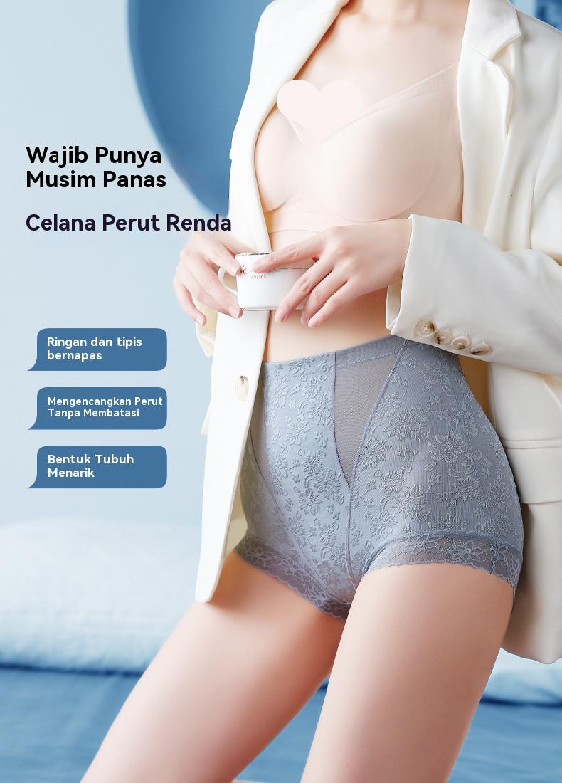 【3PCS】 SaSaQueen Celana Shapewear High Waist Mewah dengan Crotch Katun Anti-Bakteri, Renda, Bernapas, Dingin, Elastis Tinggi, Pengangkat Bokong -815