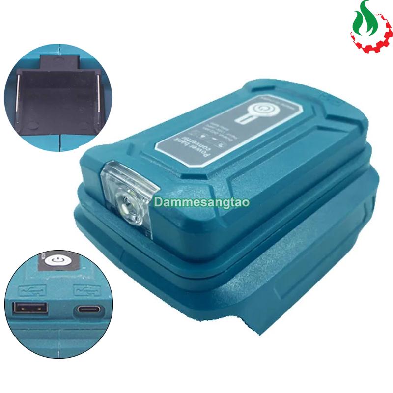  Đế chuyển pin MAKITA 18V sang Usb 5V có đèn LED cổng Type-C 