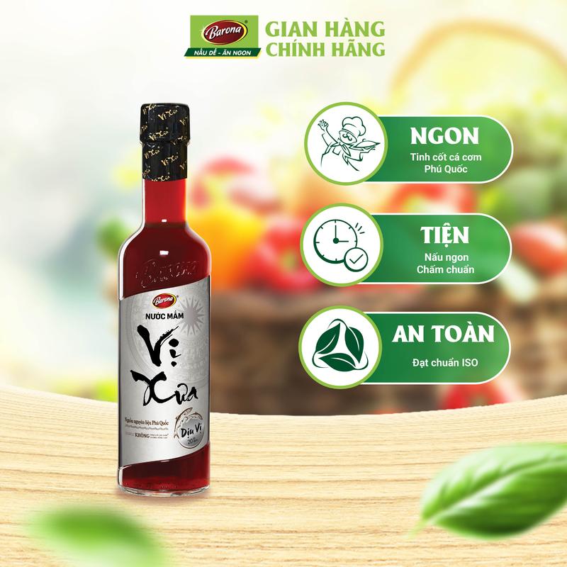 1 Thùng (12 chai x 500ml) Nước Mắm Phú Quốc Vị Xưa Barona 20 độ đạm