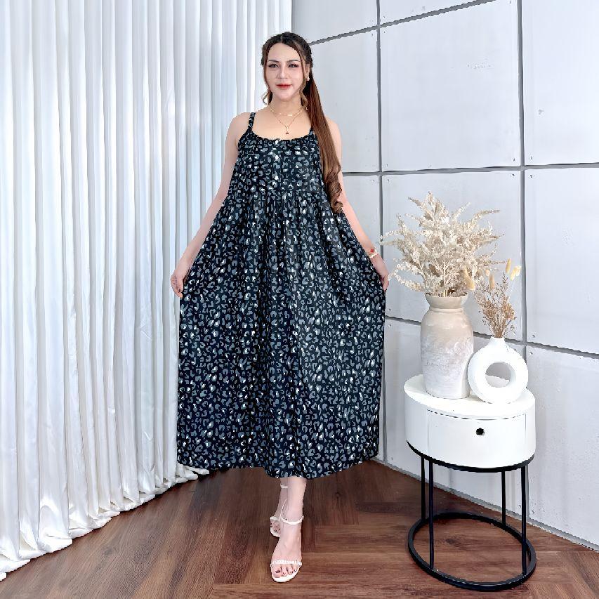 DRESS YUKENSI NAGITA MOTIF LEOPARD LD 120 BAHAN RAYON ADEM