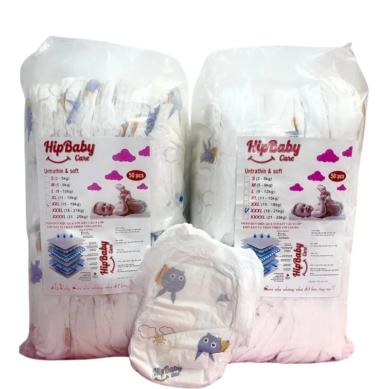 Hipbaby: Combo 2 bịch bỉm Hipbaby (100 miếng) - Quần/Dán đủ size S-3XL cho bé