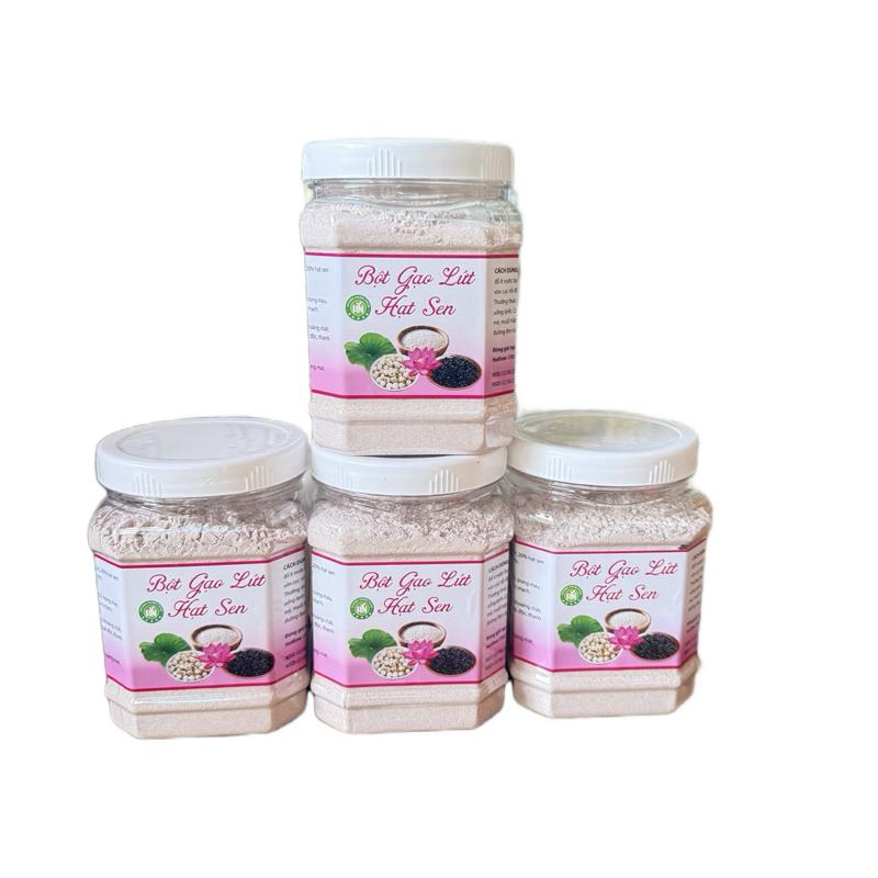 Bột Gạo Lứt Hạt Sen Hoàng Ngân mỗi hộp 500g nghiền mịn thơm không đường và có đường đen- Đồ Ăn Vặt Thuỷ Béo