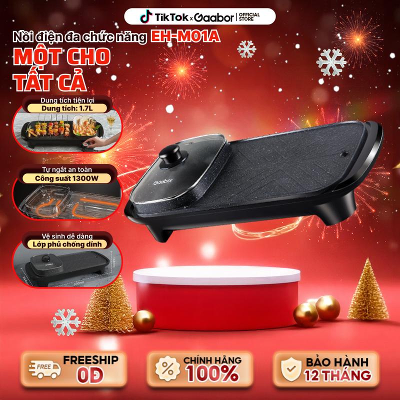  Gaabor | Bếp nướng điện đa năng 2in1 nồi lẩu điện và bếp điện nướng thịt Gaabor EH-M01A  nồi lẩu 1.7 lít dùng cho 5 người công suất 1300W Nồi Lẩu Điện Nấu Ăn Nồi Điện Nướng Thịt Bếp Nướng Nướng Điện Bếp Điện Không Khói chảo nướng điện bosch lò nướng 