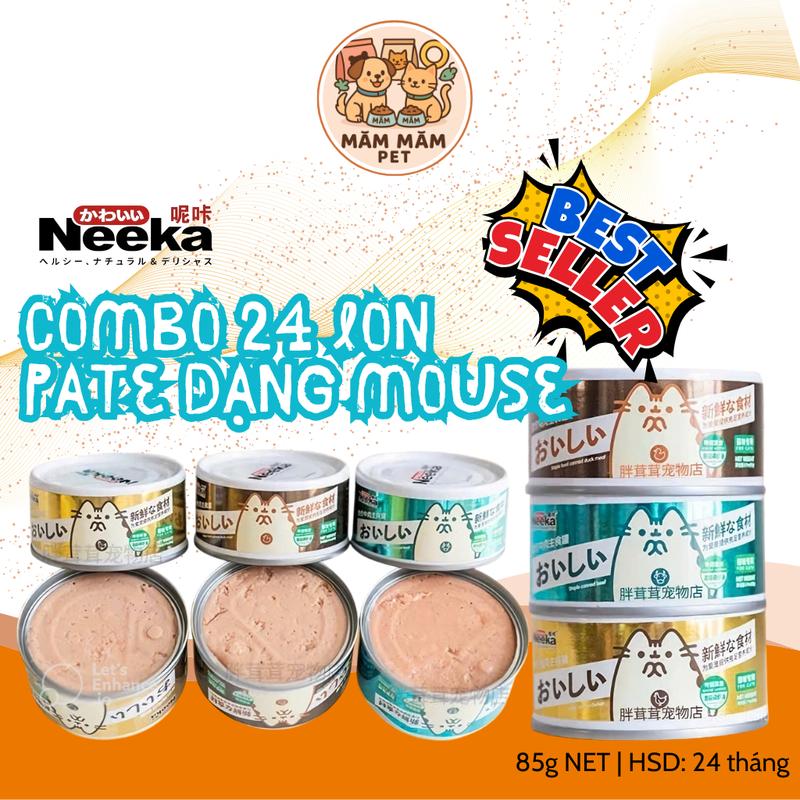   ĐẶC-COMBO 24 LON  Pate NEEKA MOUSE Lon 85g  Đủ Vị  – Thức Ăn Cho Thú Cưng 