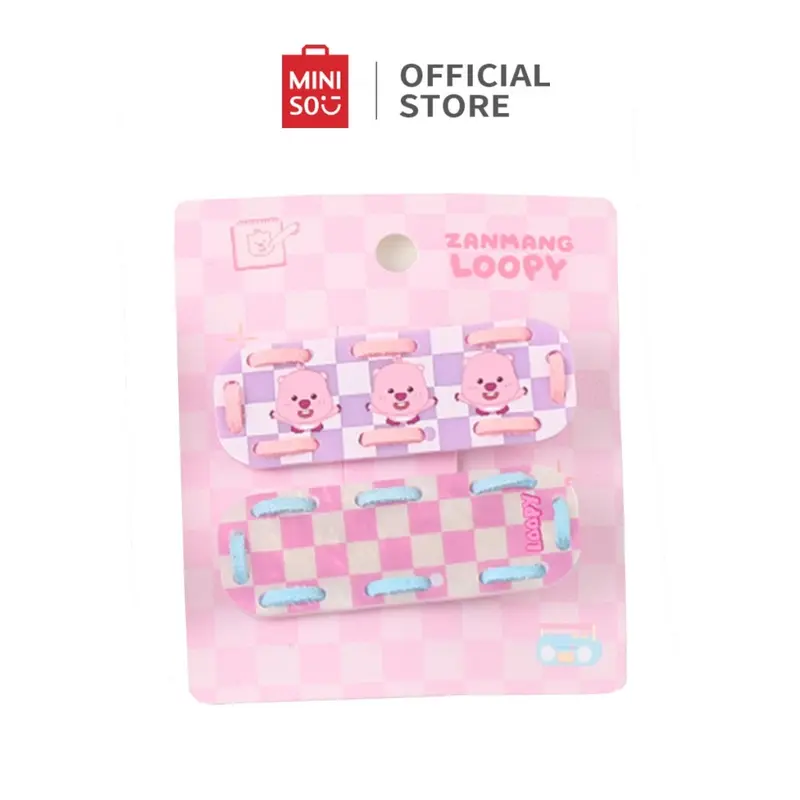 Miniso x ZANMANG Loopy Collection Hair Clips Checkered Jepit Rambut 2pcs Dekorasi Rambut Yang Lucu Cocok Untuk Orang Dewasa dan Anak-anak Aksesoris 7