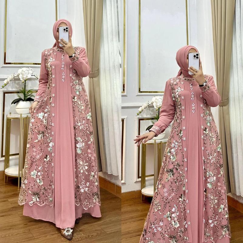 Viral / Gamis Brukat Kondangan Terlaris / ELZINA MAXY Dress Mewah Pesta 4