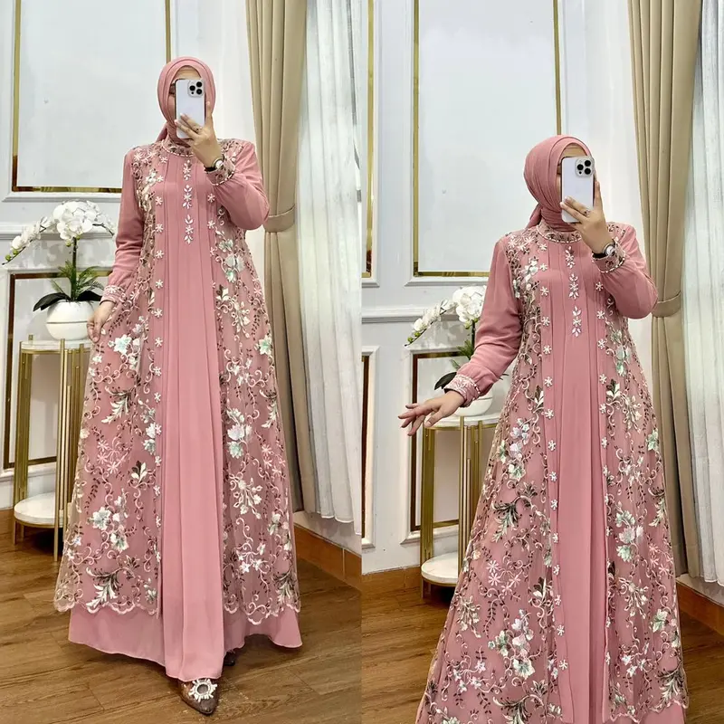 Viral / Gamis Brukat Kondangan Terlaris / ELZINA MAXY Dress Mewah Pesta 3