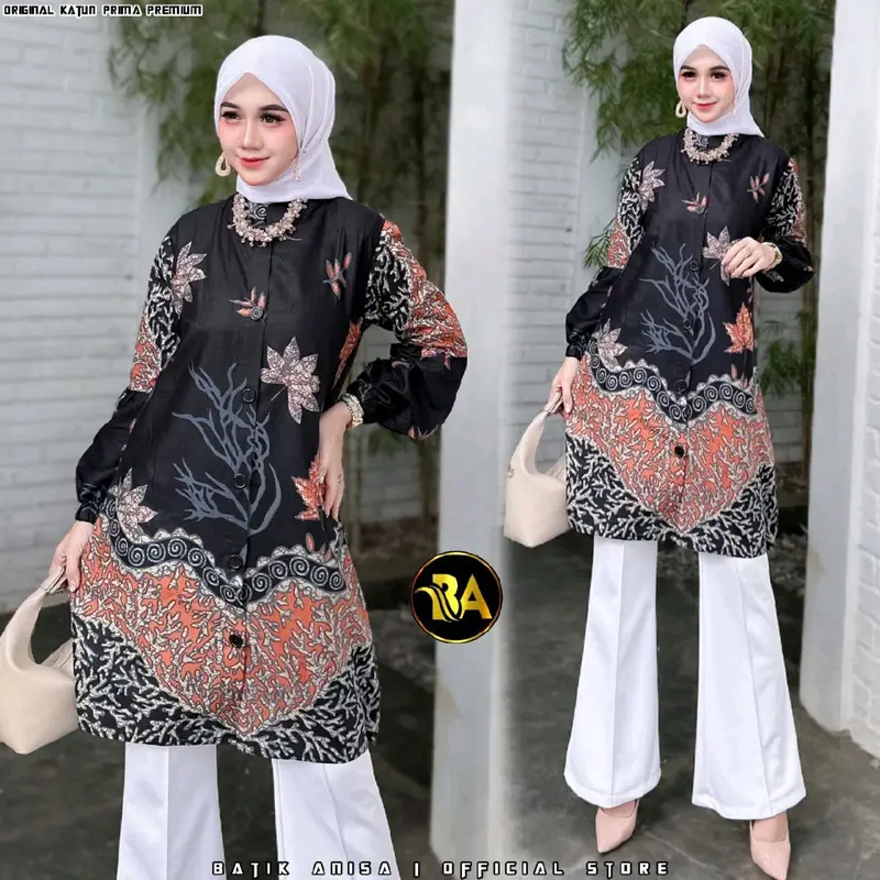 KIWARI BATIK Tunik batik wanita modern tunik batik wanita kantor tunik batik wanita modis 10 motif sage lilac Katun 1