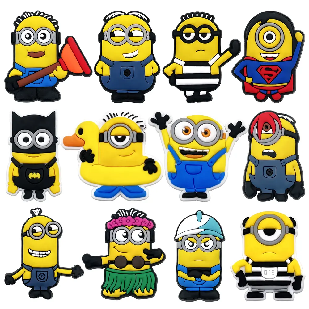 Lucu 1PCS Anime Kuning Karakter Kartun DIY Sepatu Tempelan Sandal Pin PVC Aksesoris Sepatu Menghias Sandal Gesper untuk Anak Laki-laki Anak-anak Pesta Hadiah Yang Indah