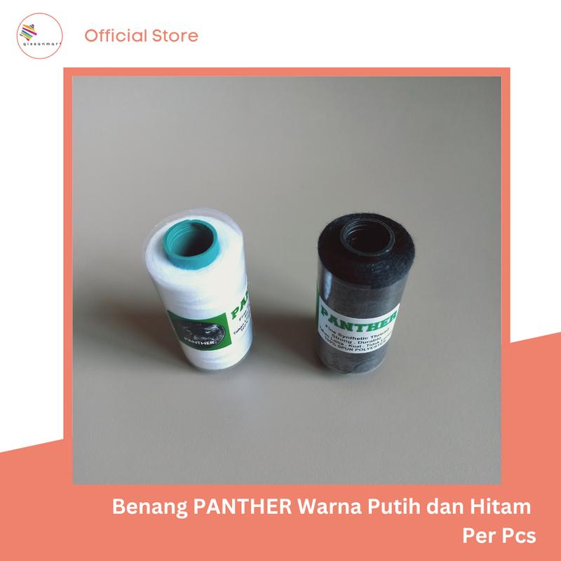 Benang Polyester Merek Panther Warna Putih dan Hitam 2