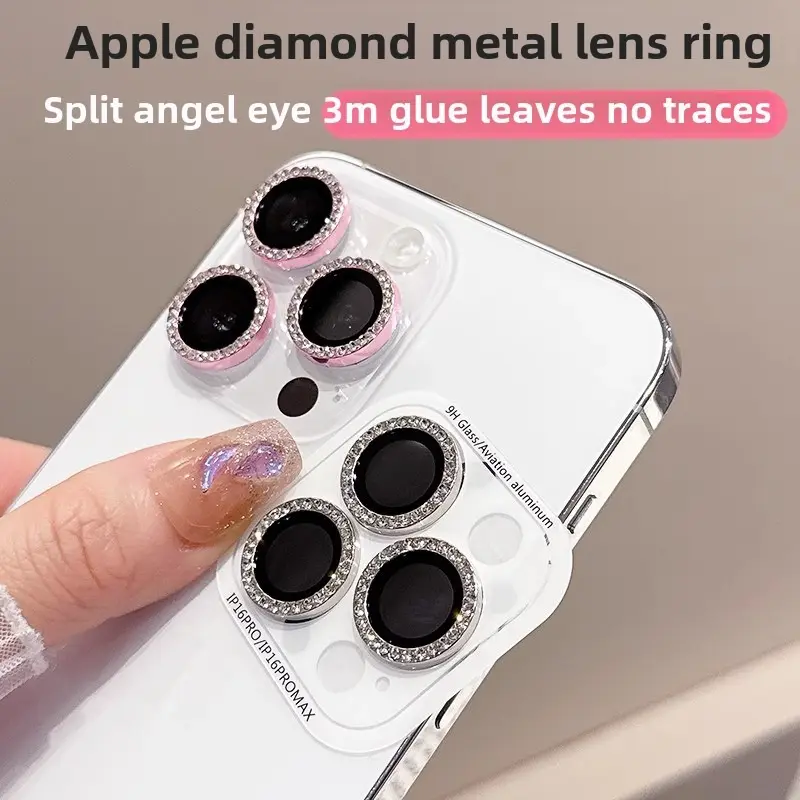 For Iphone Lens Film Glitter Diamond 13promax Rear Camera 14 Protective Film 15 All-Inclusive 12promax Lens Sticker Plus11 16