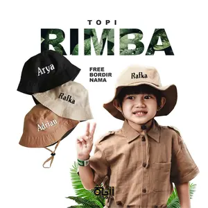 Topi Rimba Anak Free Bordir Nama Laki Laki Perempuan