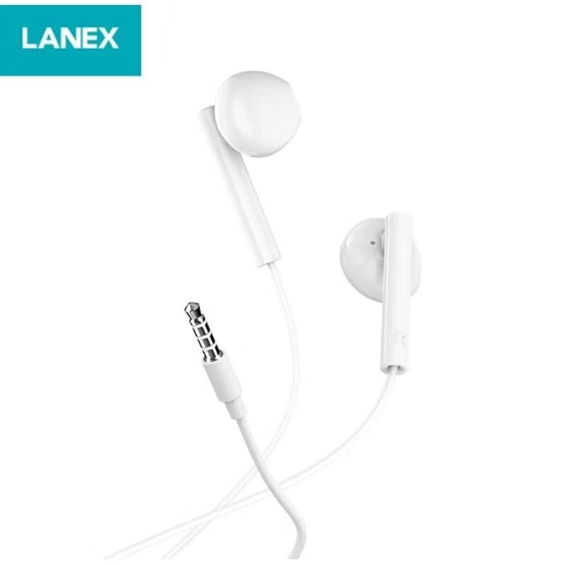 LANEX Earphone Kabel LE10 3.5mm Earbud Setengah Telinga Nyaman Putih 3