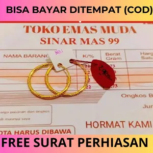 anting wanita emas muda motif gipsi ukir dapat surat toko
