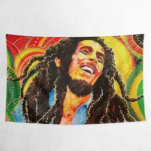 Latar belakang reggae Bob Marley, permadani dekoratif musik rock, kain gantung