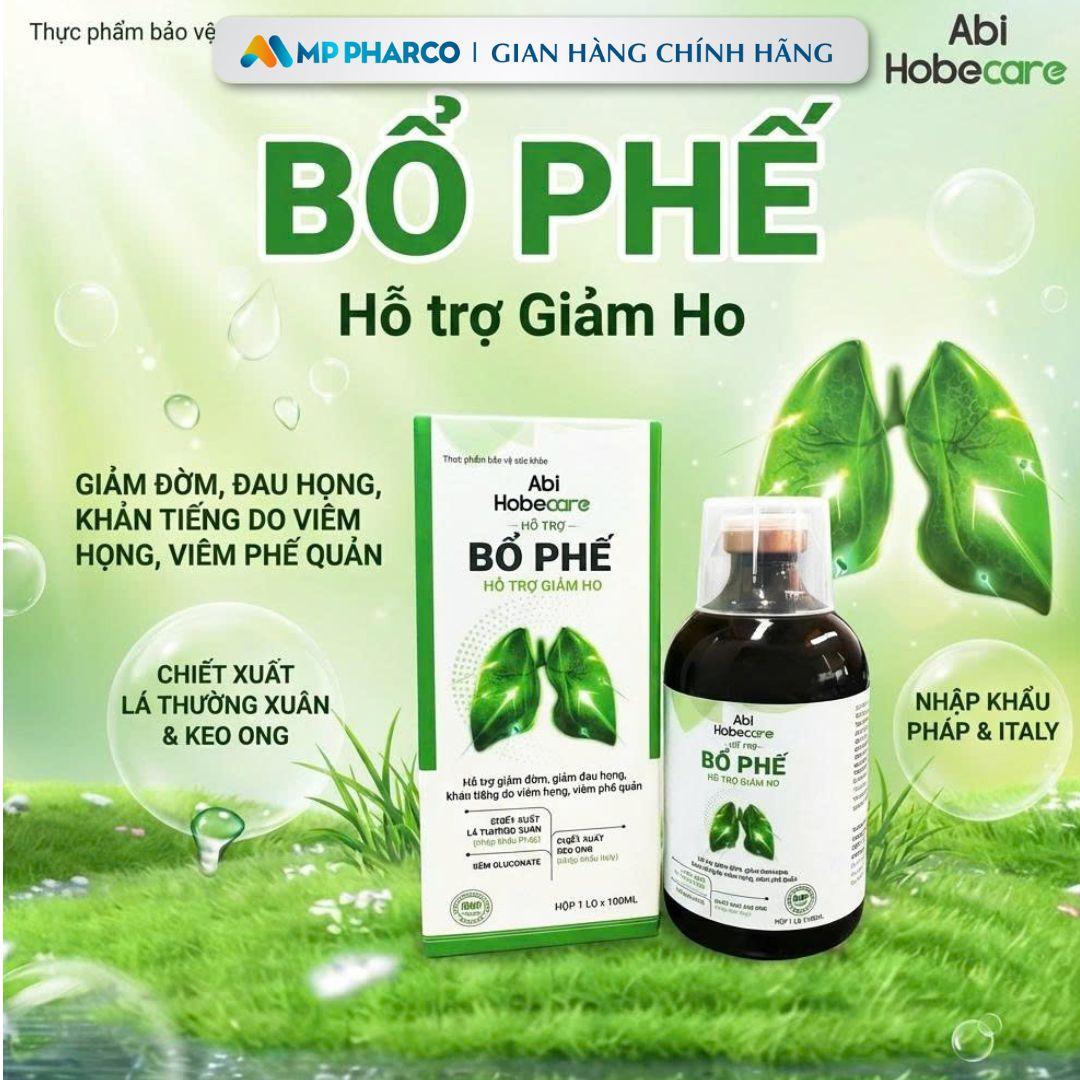 MP20 TPBVSK Siro Ho Bổ Phế Abi Hobecare -Hỗ trợ giảm ho ,giảm đờm, khản tiếng -lọ 100ml