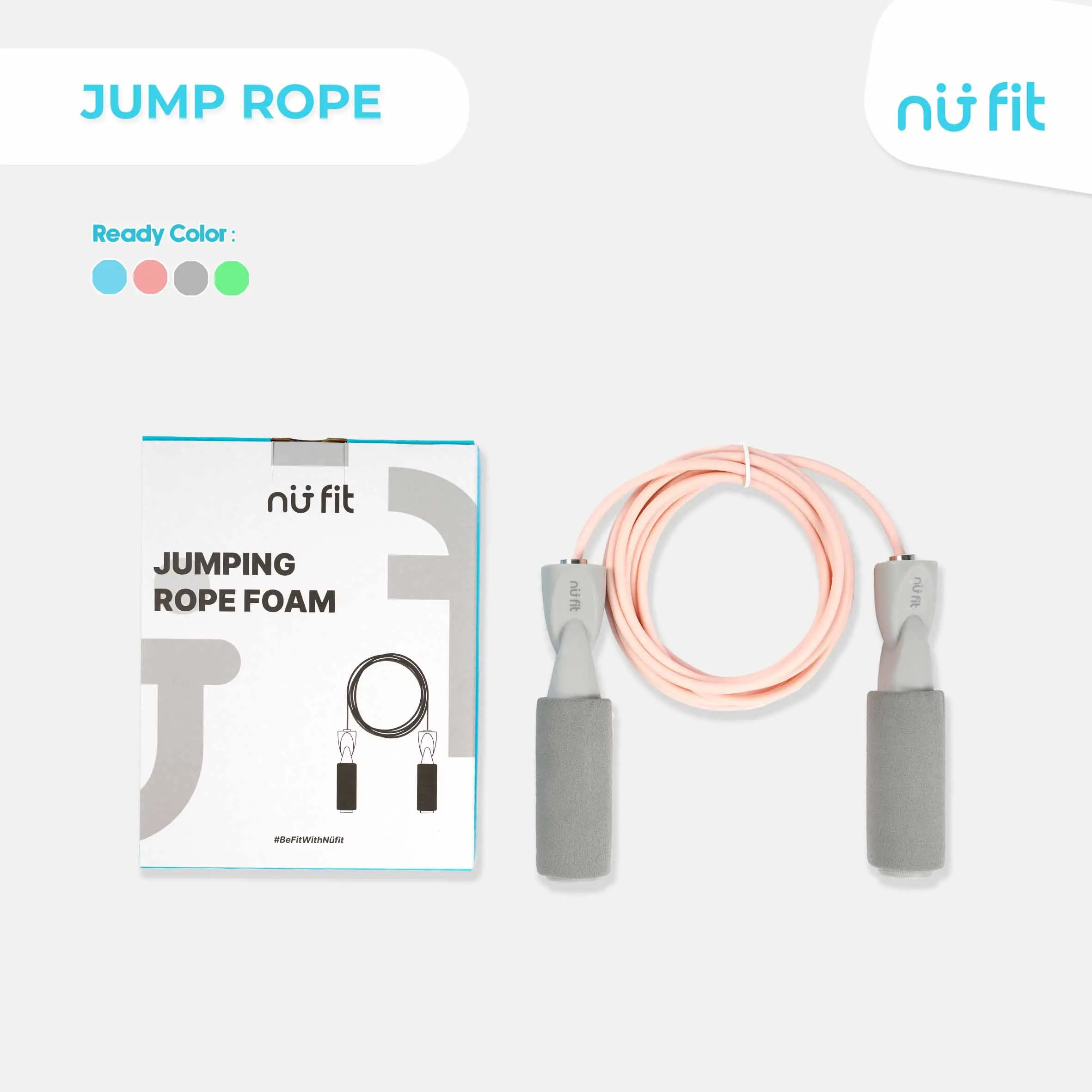 NU - FIT  - Tali Skipping Jump Rope - Tali Skipping - Skipping Premium - Skipping jump - Lompat Tali  - Foam Jump Rope - Skipping Rope Pink