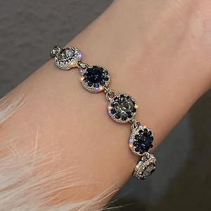 Gelang Tangan Berlian Berkilauan, Bersalut Emas Sebenar, Gaya Eropah dan Amerika, Reka Bentuk Mudah dan Bagus, Gelang Elegan, Fesyen Retro, Personaliti Selebriti Internet, Barang Kemas Bergaya Perak Permata Bangles Bracelets