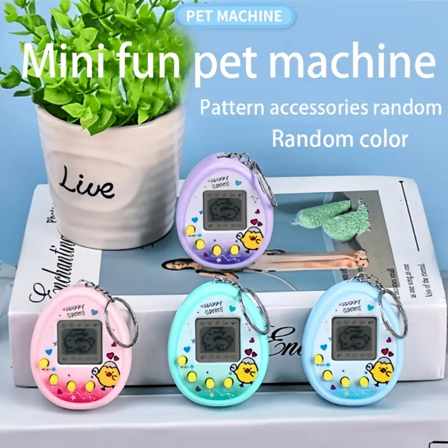1pc mini handheld virtual electronic pet game machine keychain (accessory color random)