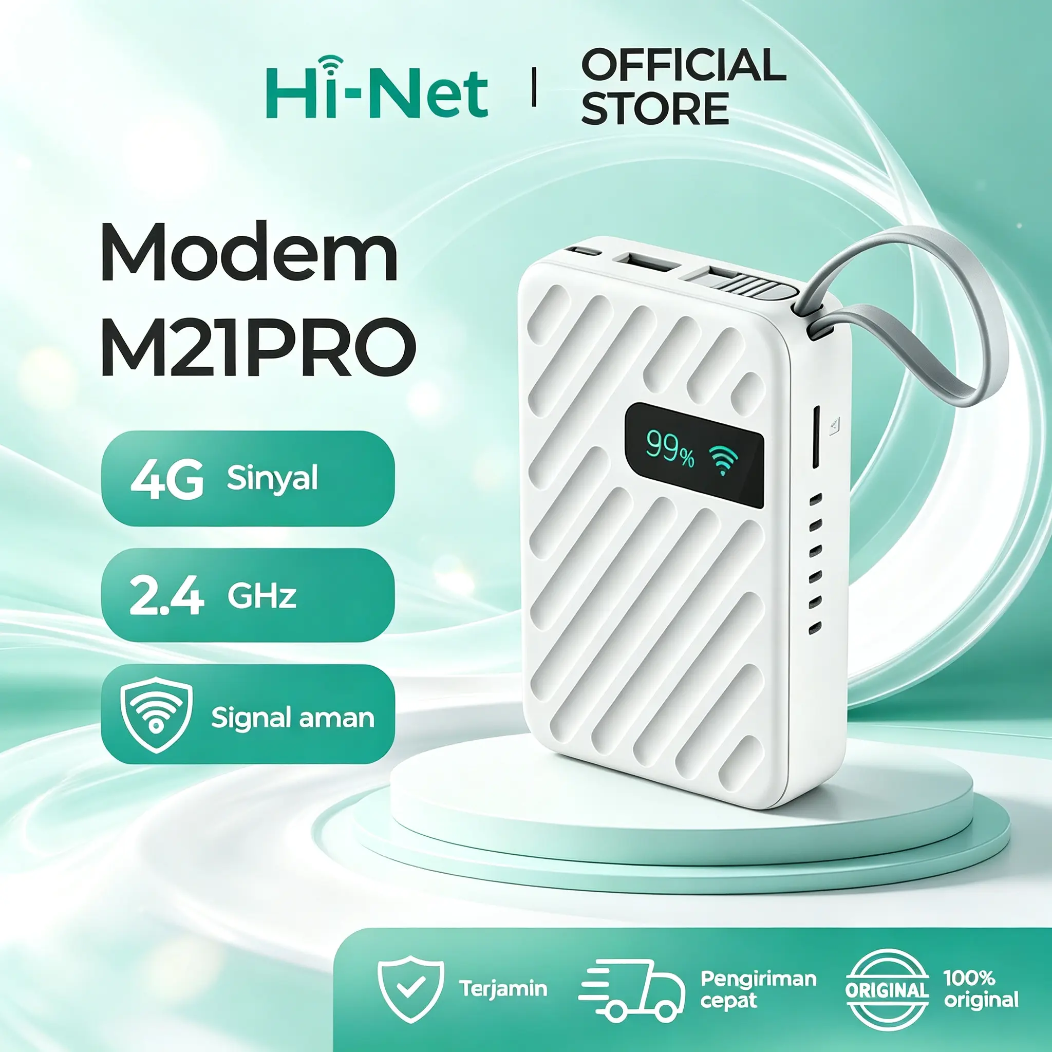 Hi-Net M21PRO Modem Wifi 4G Portable 10000mAh Powerbank WiFi6 Anti Lag 300Mbps Hotspot 4G LTE Multi Perangkat Tanpa Kabel Internet Stabil untuk Traveling & Kerja WFH