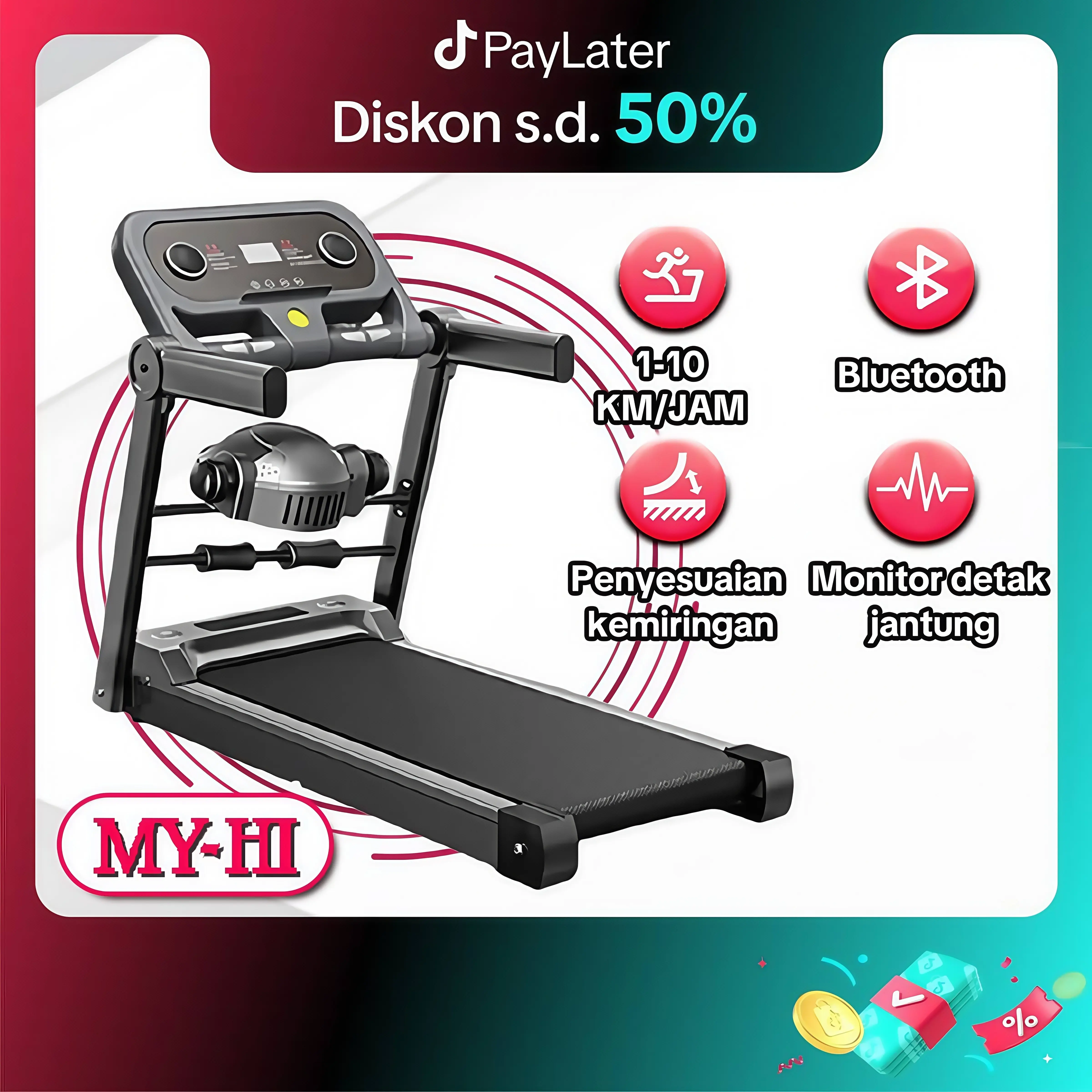 【MY-HI】Treadmill Elektrik M10 1-10km/h Treadmill  treadmill portable alat olahraga di rumah Walking Pad  walking pad treadmill   treadmill portable Elektrik treadmill alat olahraga jalan kaki  Running Pad Treadmill Termurah walkpad walking pad lipat
