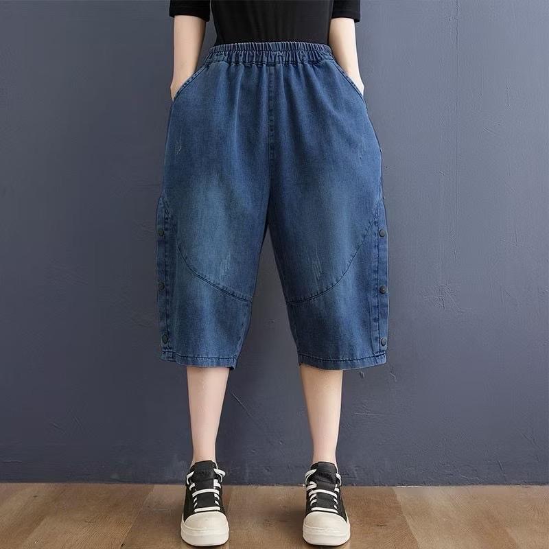 Quần Bò Jeans Ngố Baggy Nữ Cạp Chun Lưng Cao, Chất Bò Mềm Mịn Dễ Mix Đồ 3