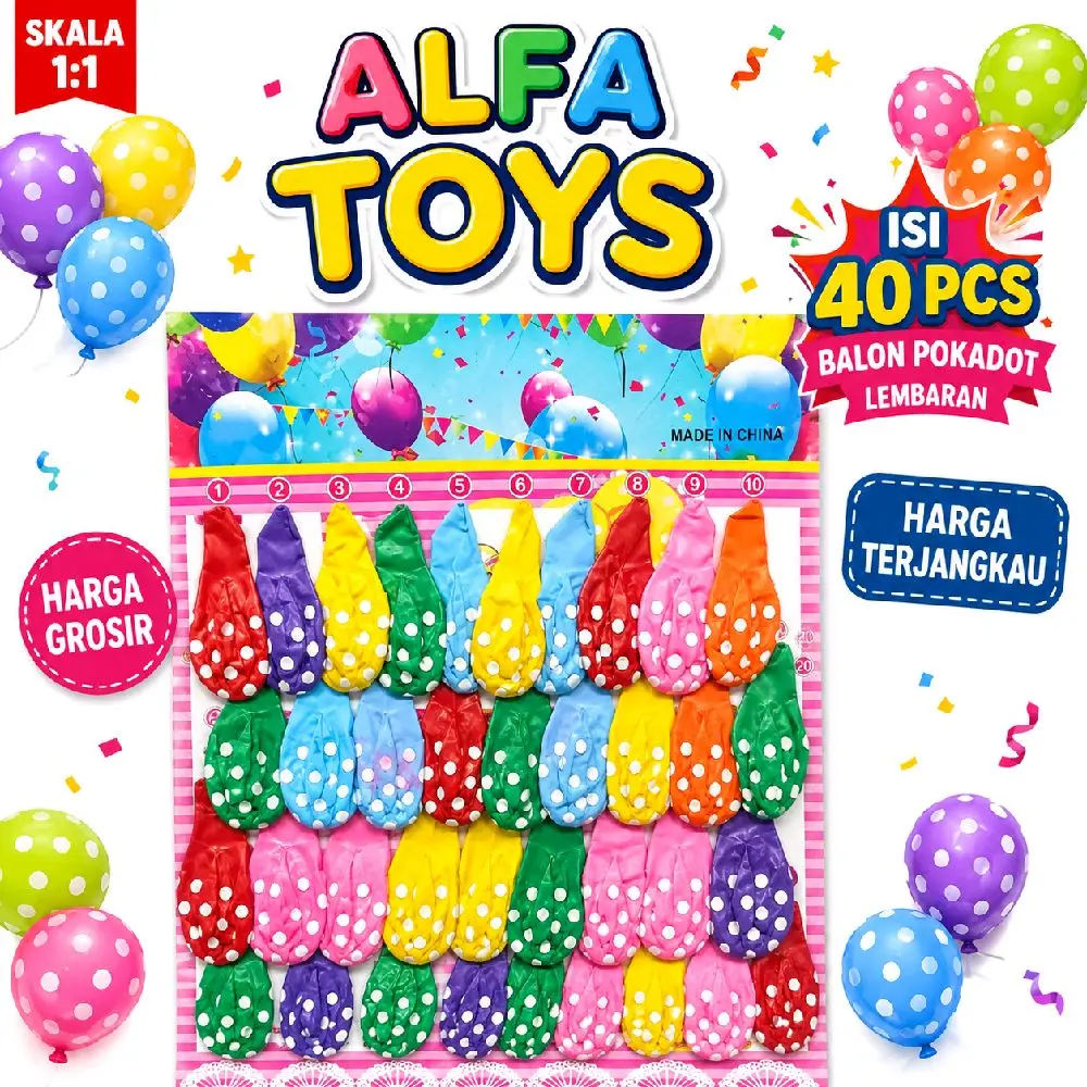 isi 40 pcs balon polkadot lembaran