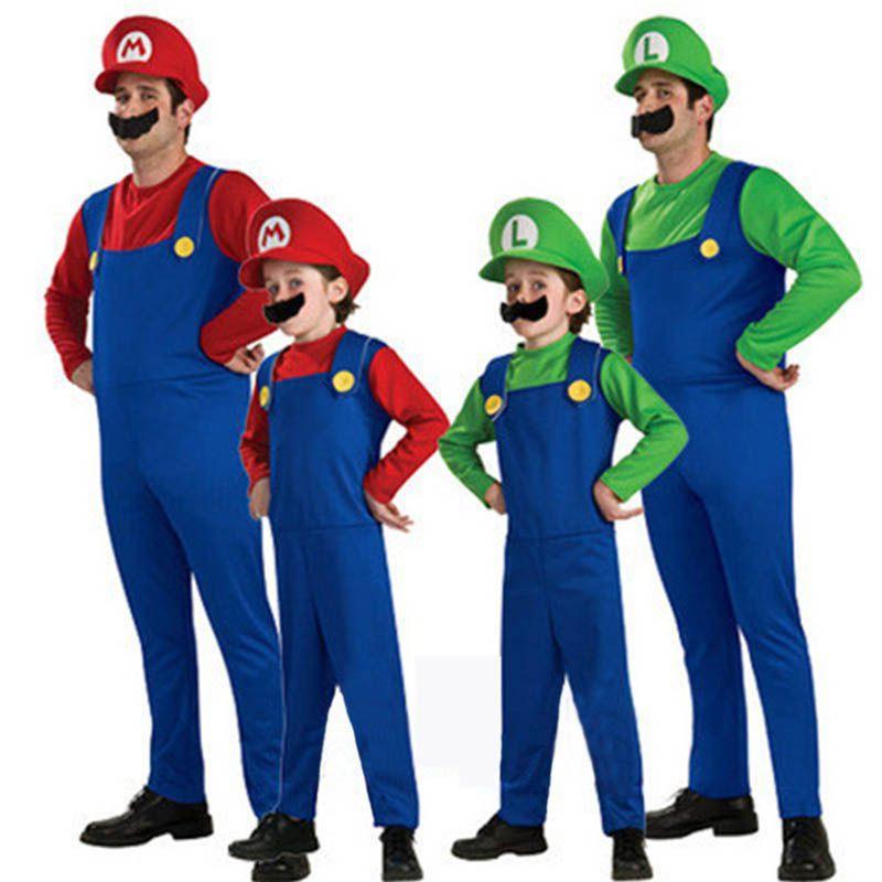 Product Introduction of 【Adult and Kid】Super Mario Cosplay Costumes Kids and Adult Clothes Halloween Uniform For Boy Girl 11