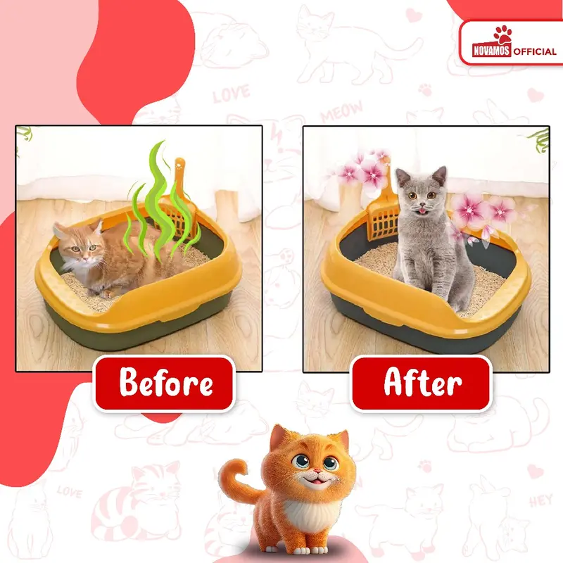 Refill Penghilang Bau Kotoran Kucing & Anjing Novamos ( Kemasan 1 Liter ) - Pet Odor Remover Refill Parfum Pewangi Pengharum Pasir Kucing Penghilang Bau Pesing Kandang Kucing - Novamos Pet Care semprot multipak 6