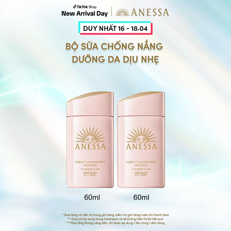 Anessa x KOL - Bộ Đôi Kem chống nắng dạng sữa dưỡng da dịu nhẹ cho da nhạy cảm và trẻ em Anessa Perfect UV Sunscreen Mild Milk SPF 50+ PA++++
