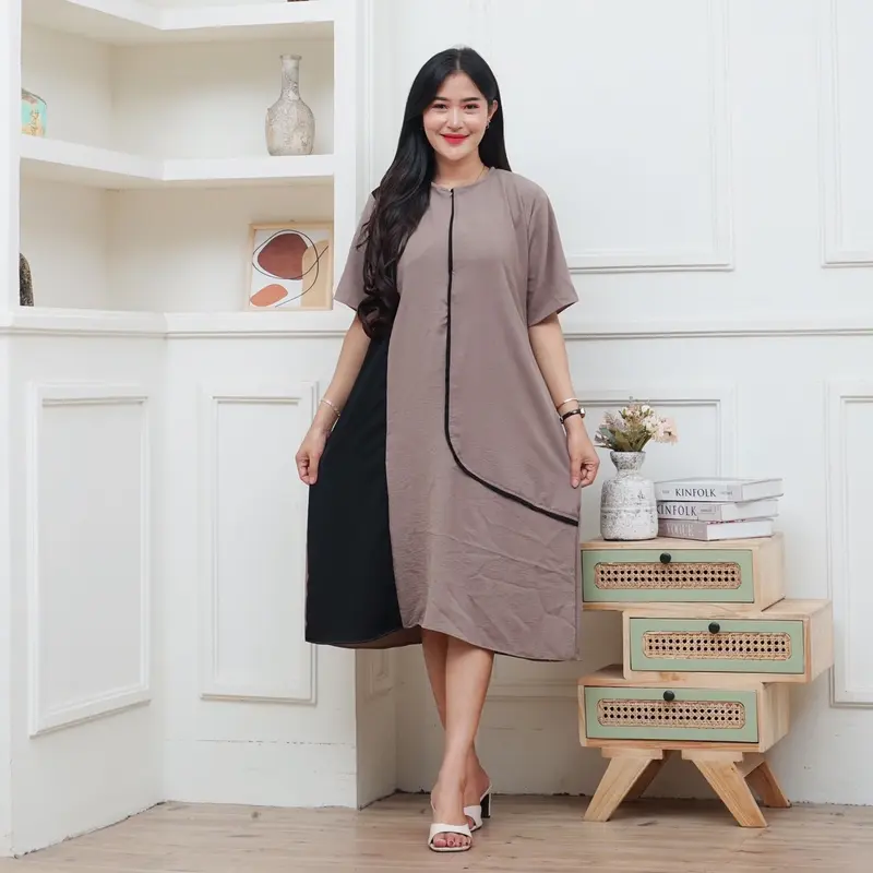 SALMA DRESS DASTER BUSUI FRIENDLY AIRFLOW TERBARU 2024 || DASTER KOMBINASI CRINKLE AIRFLOW GAUN CASUAL 3