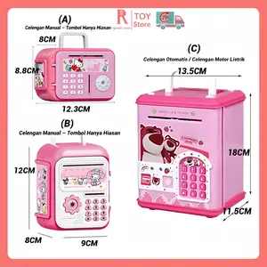 igoods.rose Mainan Celengan Elektrik  Buka Kunci Sidik Jari Kata Sandi Bank Piggy / Mainan Tabungan Otomatis Kartu Gesek untuk Membuka Pintu Hadiah Edukasi Anak