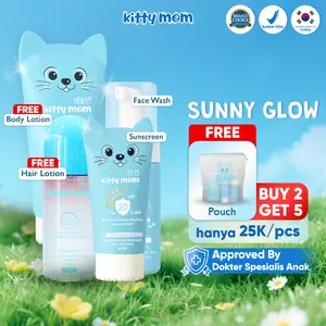 [BUY 2 GET 5] Kitty Mom Baby Skincare | Paket Perawatan Kulit Anak | Face Wash Sabun Cuci Muka Anak, Physical Sunscreen Anak SPF 20, Body Lotion Melembapkan Kulit Bayi & Anak, Hair Lotion Vitamin Pelebat Rambut Anak | Baby Skincare