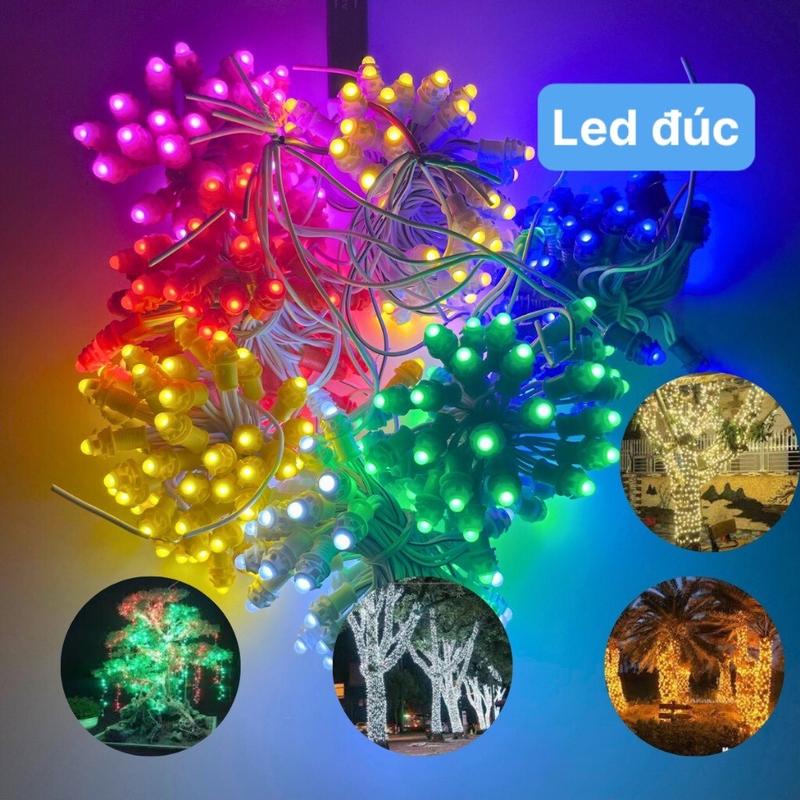 Dây led đúc cuốn cây f5 điện 12v, phi 5 đế 8, dài 3m, gồm 50 mắt, đủ màu, trang…