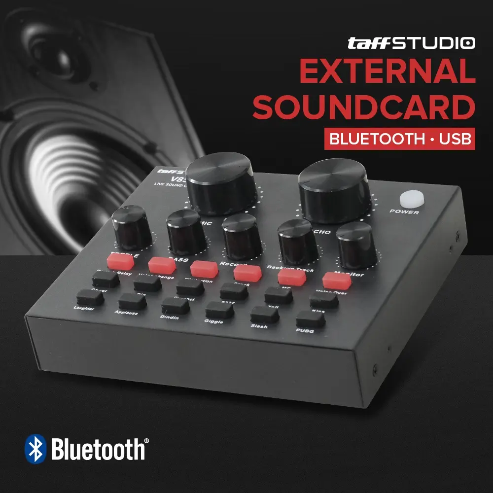 TaffSTUDIO Bluetooth Audio USB External Soundcard Live BCAST  V8S Laptop