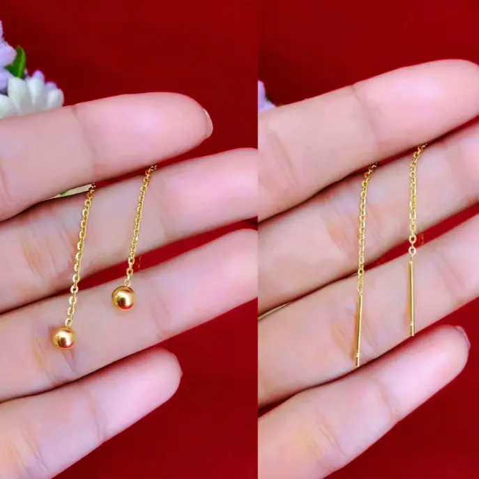 E & J - anting tusuk titanium wanita fashion korea gold 24k motif boba 6