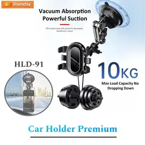Baru - Sounday Car Holder Hp Mobil Kaca Gagang Besi Alloy Fleksibel 360 Evogrip Cm90 Silicon Sucker Penguncian Ganda Anti Goyang Tidak Jatuh Dan Kuat
