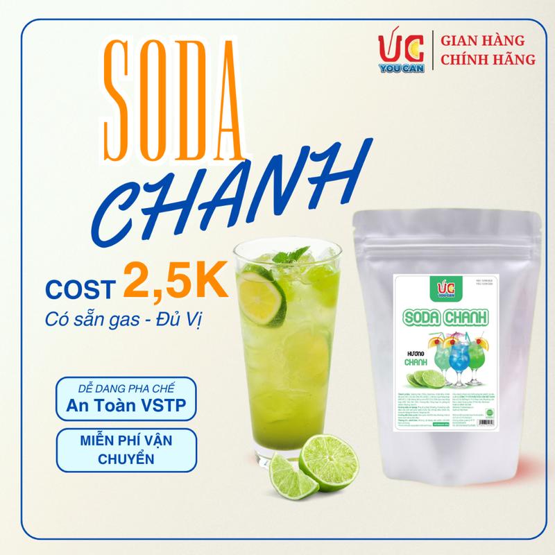 Soda Chanh (Siêu Rẻ 1 gói 500gr) Soda UC, Nước Uống Giải Khát Có Sẵn Gas, Không Cần Siro và Nước Có Gas, Đủ Vị, Thơm Ngon, Dễ Pha