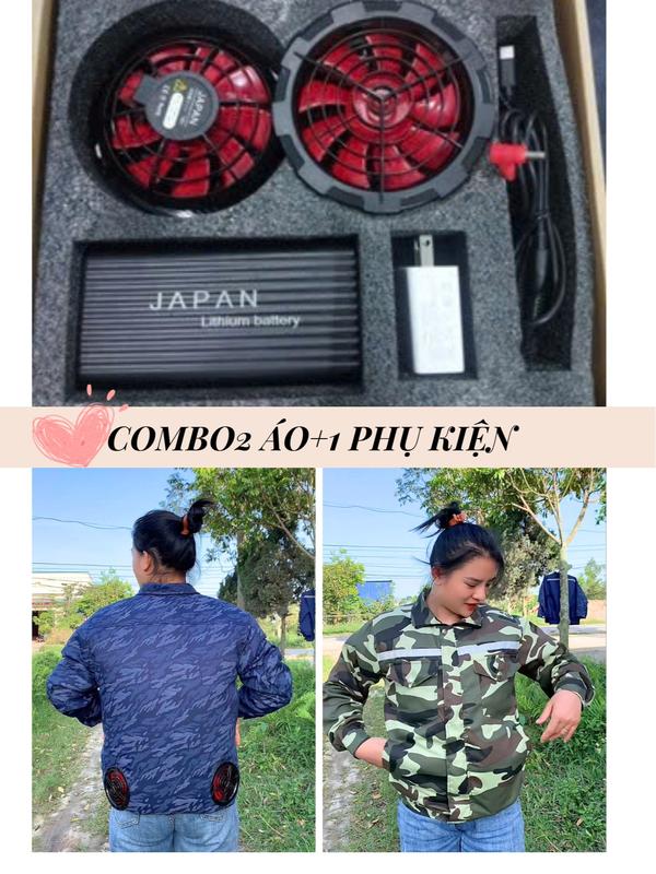 COMBO 2 ÁO+1 PHỤ KIỆN Áo Điều Hòa Làm Mát JaPan ,áo gắn quạt thông mình ,pin chạy 12 tiếng