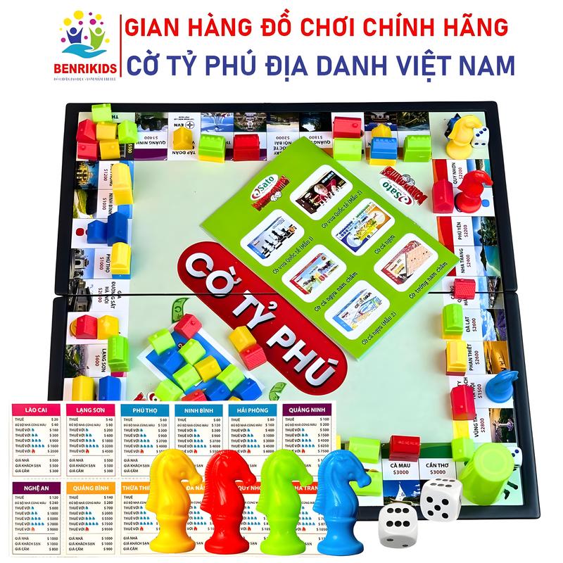  Đồ Chơi Cờ Tỷ Phú Phiên Bản Các Địa Danh Việt Nam Có Hộp Đựng Board Game Gia Đình Vui Nhộn Toy Xúc Xắc 