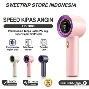 COD kipas genggam mini ultra cepat berkualitas tinggi dengan angin kencang kipas turbin yang dapat disesuaikan dengan tampilan digital 200 kecepatan cocok untuk olahraga luar ruangan untuk mendinginkan dengan cepat