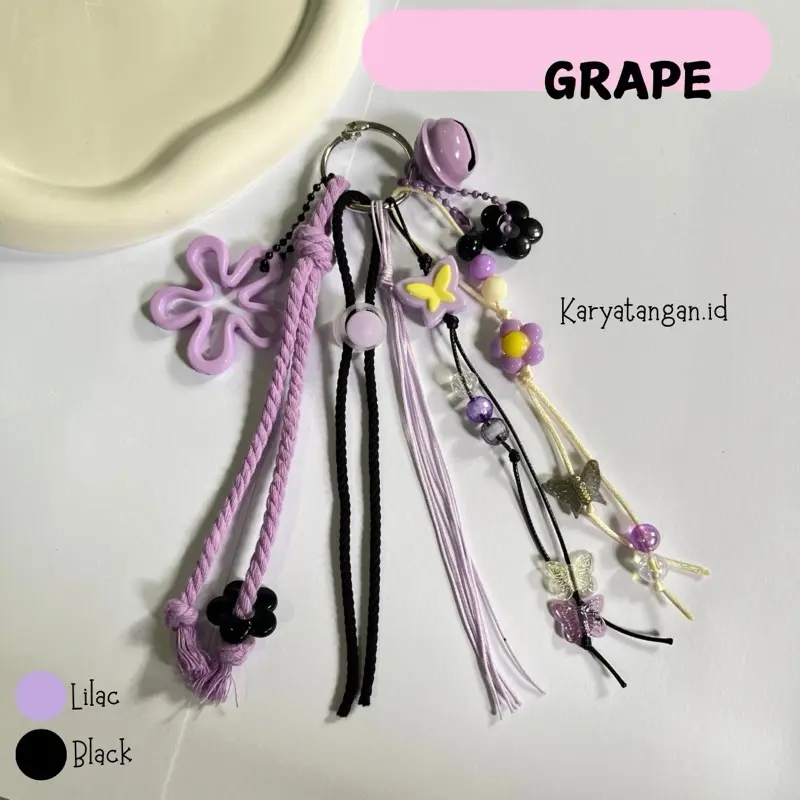 READY STOK Bag Charm Macrame Gantungan Kunci Lonceng Keychain Bel Lucu Ganci Aksesoris Pengait 4