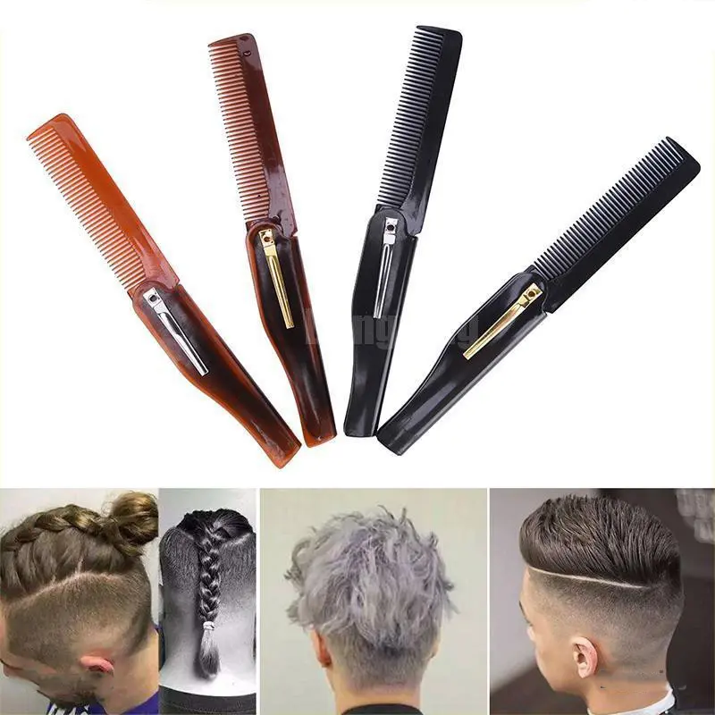DK Sisir Rambut Lipat Foldable Pocket Hair Comb - HC002 - Black Jenggot 0