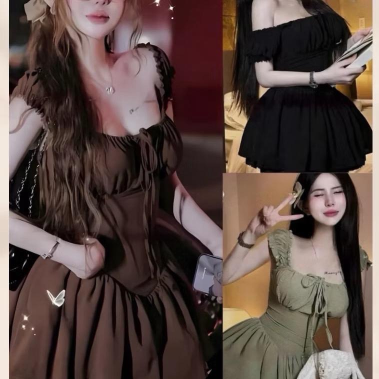 [HÀNG CÓ SẴN] VÁY TIỂU THƯ CỔ VUÔNG CHÂN REN PHỒNG XÒE SANG CHẢNH