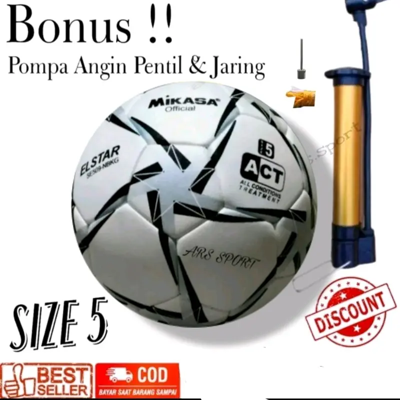 BOLA SEPAK SIZE 5 MIKASA ELSTAR KUALITAS ORIGINAL 100% REALPICT FREE POMPAAN Ball 2