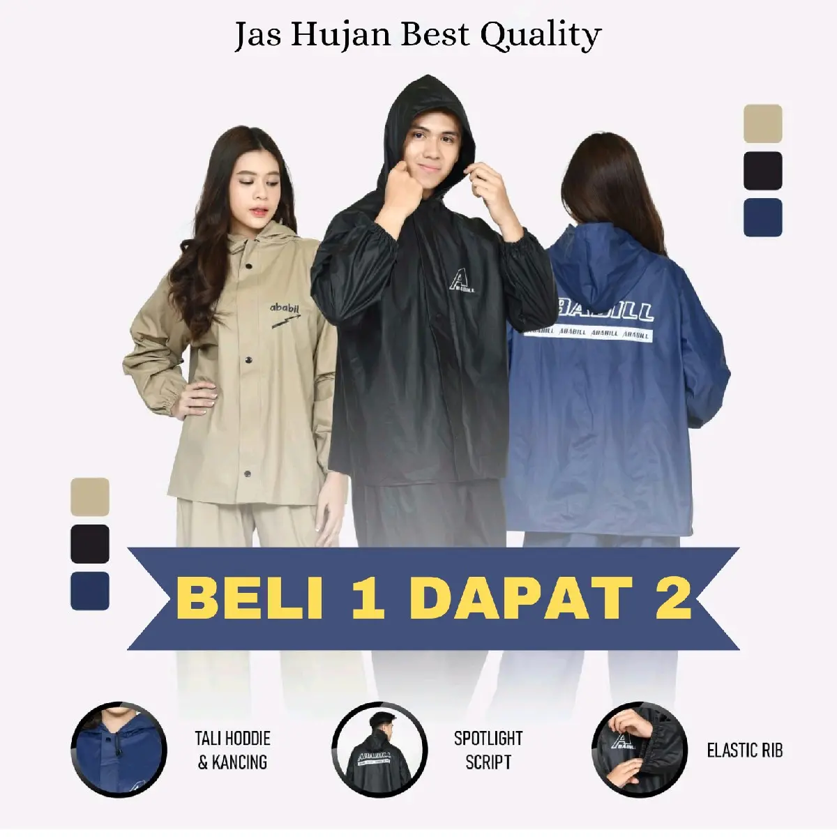 Bali 1 Dapat 2 Jas Hujan Setelan Baju Celana Pria Dan Wanita Mantel Dewasa Tebal Anti Rembes Elastis Waterproof Bahan PVC Tidak Mudah Sobek