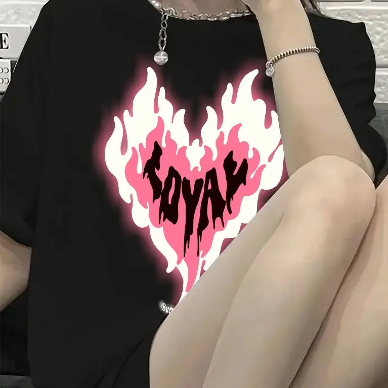 Kaos Lengan Pendek Love Loyal tee Baju Atasan Wanita unisex Korean Stylee street Kaos katun yang cukup elastis